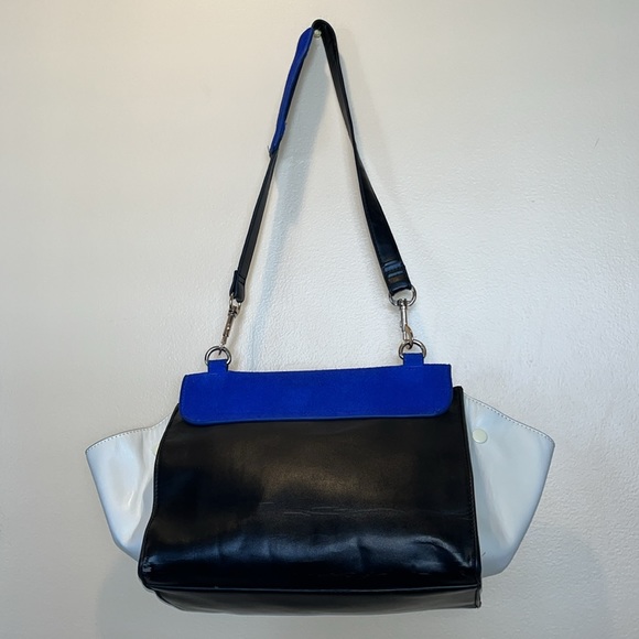 Blue Suede, Black and Cream Trapeze Bag - Picture 8 of 17
